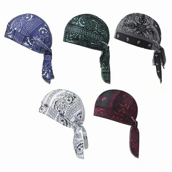 Elastic Cycling Sports Cap in Navy, Black, Green, White & Red - Main