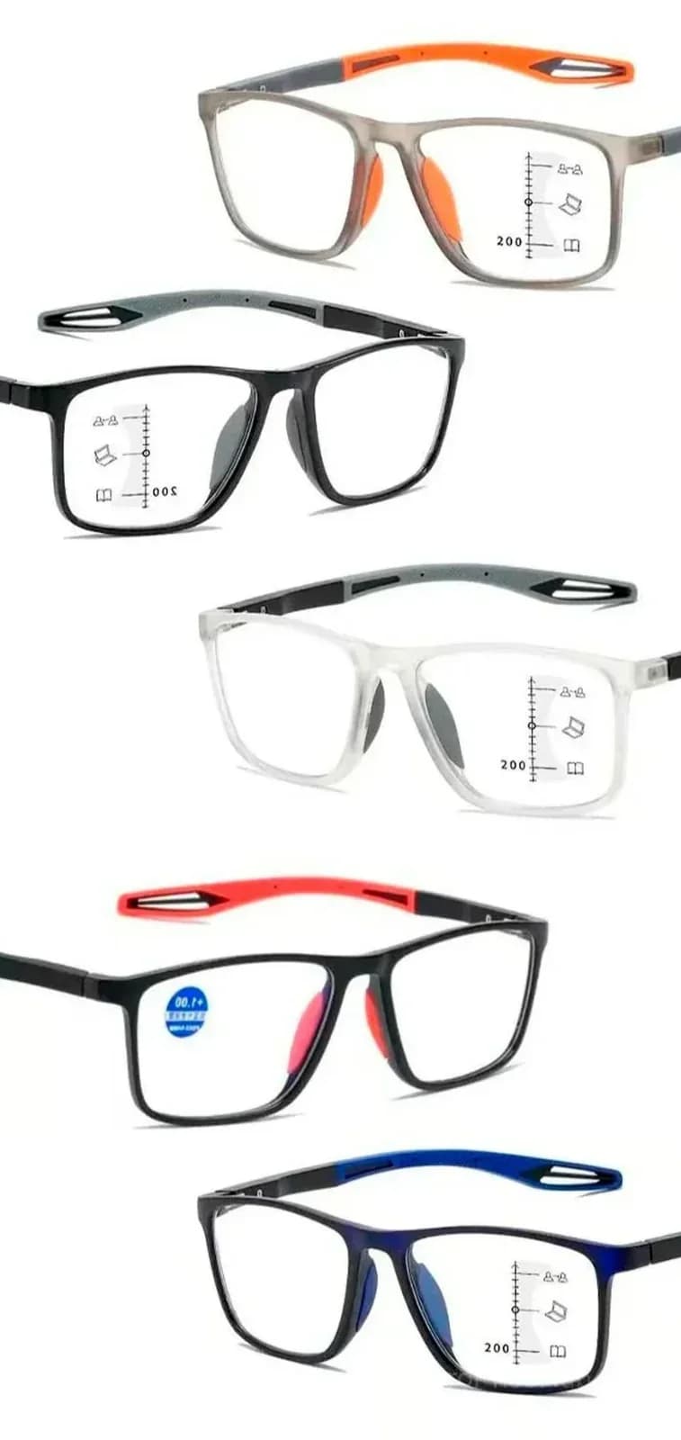 VisionSync Multifocal Reading Glasses, Orange, Age 45-49, 100° - View 7