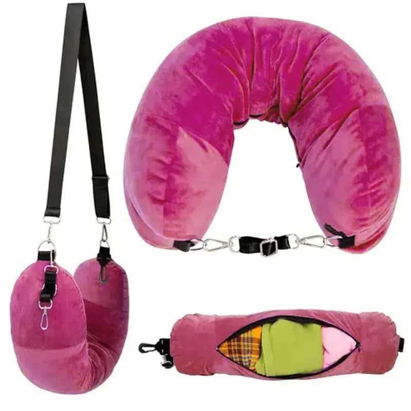 Stuffable Travel Neck Pillow, Dark Gray - View 4