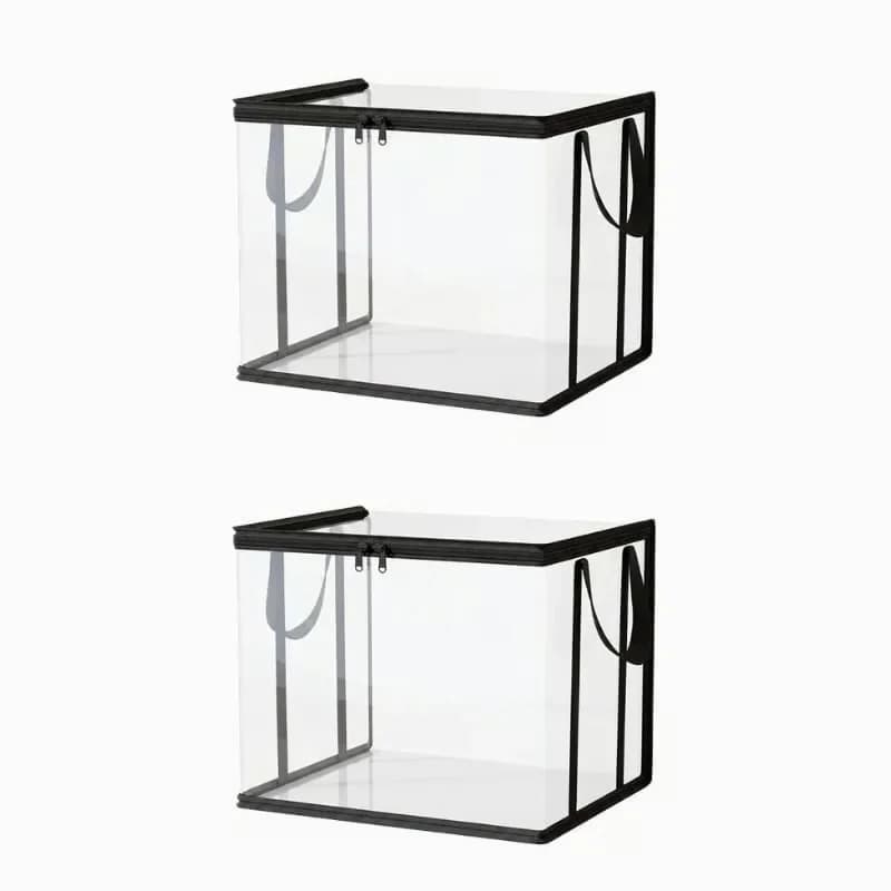 Large Clear Thick Plastic Storage Box with Hinged Lid, Black - View 4
