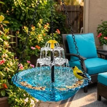 Solar Cascade Hanging Bird Bath Fountain - View 10