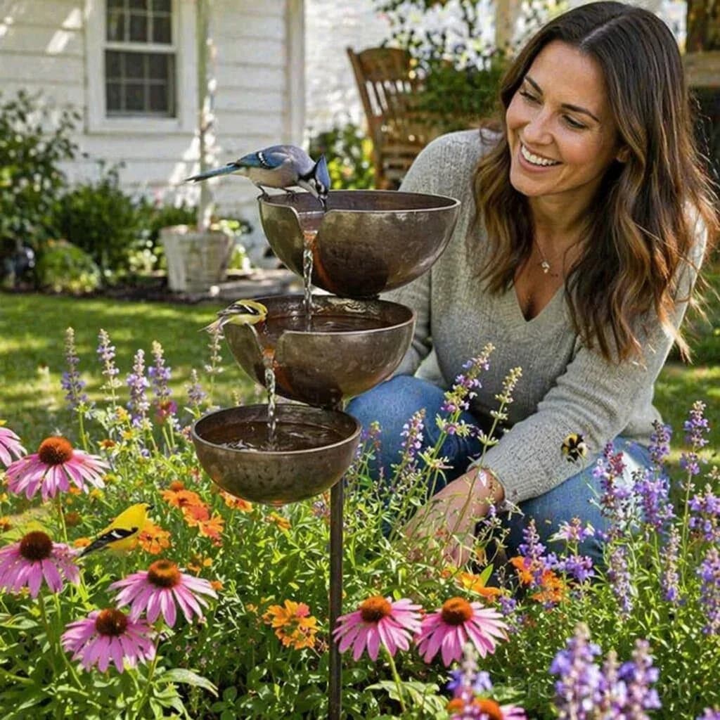 Cascading Rain Catcher Bird Bath for Garden Wildlife - View 2