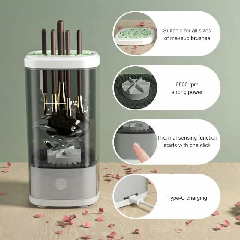 Electric Makeup Brush Cleaner, Grey - View 1
