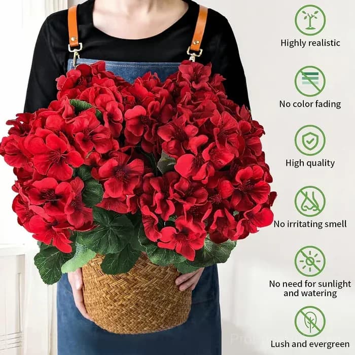 UV Resistant Artificial Geranium Flowers Bundle for Outdoor Patio Decor - View 1