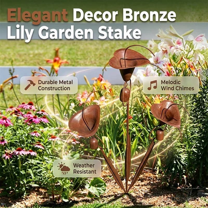 Calla Lily Garden Stake with Bell Chimes - View 2
