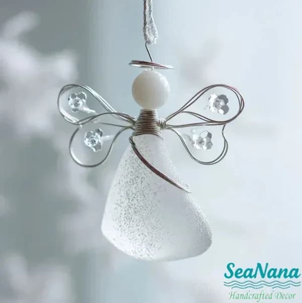 Handmade Sea Glass Angel Ornament - View 5
