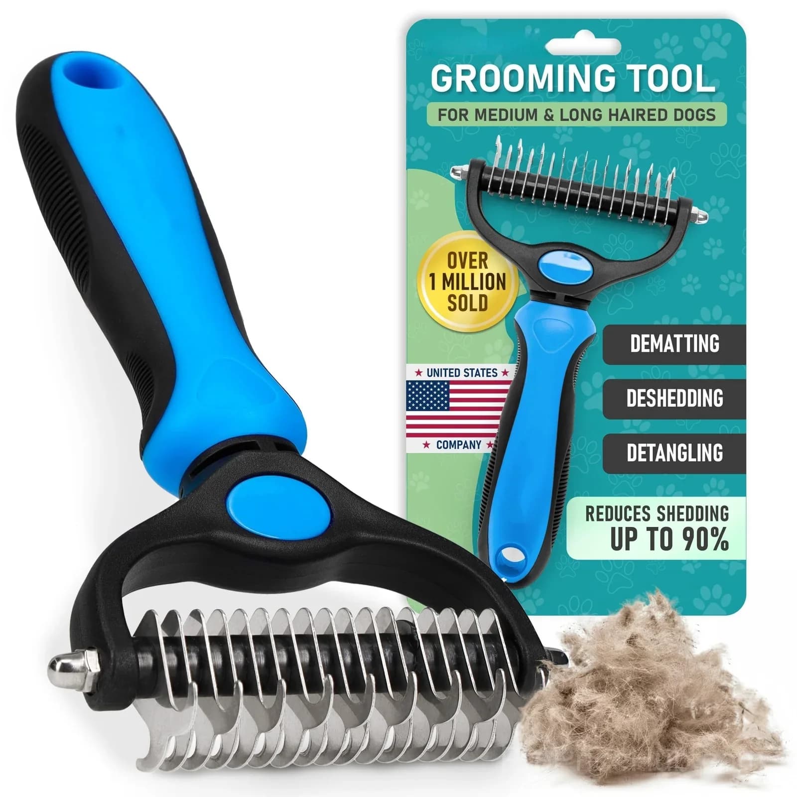 Professional Double-Sided Pet Grooming Rake - Undercoat Deshedding Tool for Dogs & Cats - View 1