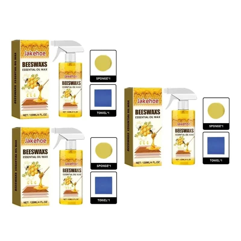 Beeswax Wood Polish Spray Set, 120ml with Sponge and Towel - View 3