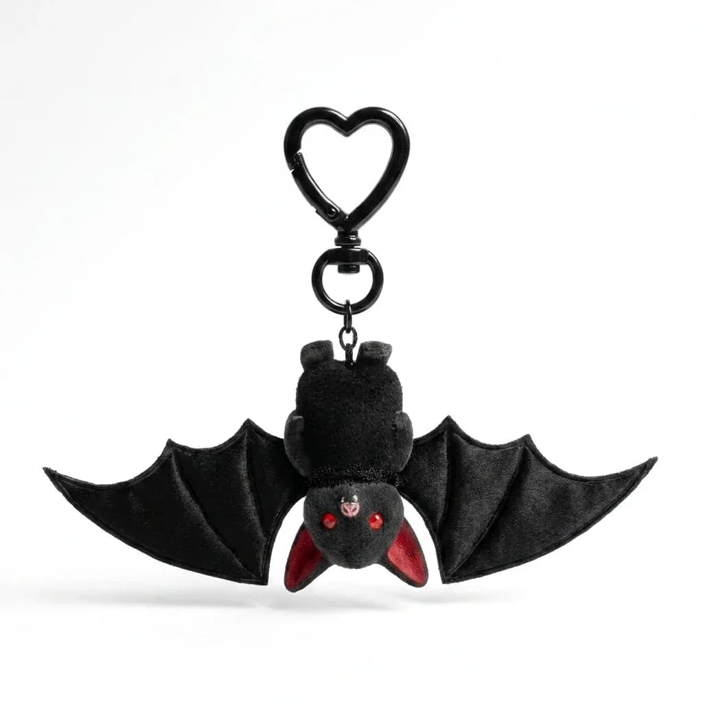 Cute Black Baby Bat Keychain Charm - Main