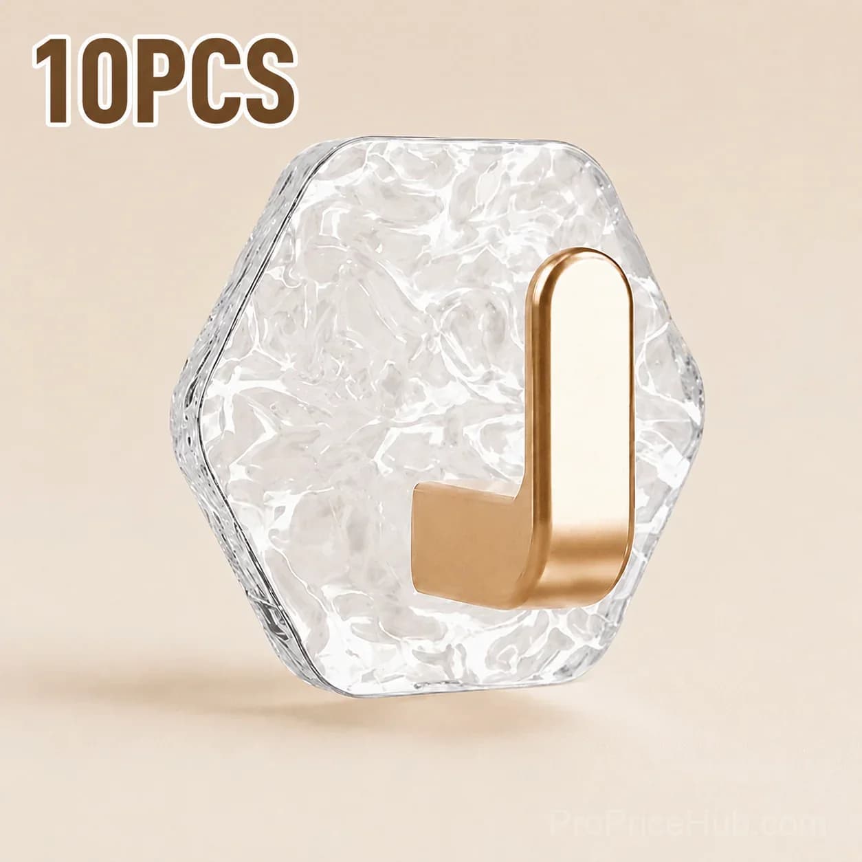 10-Pack Hexagonal Adhesive Wall Hooks, Waterproof Heavy Duty - View 1