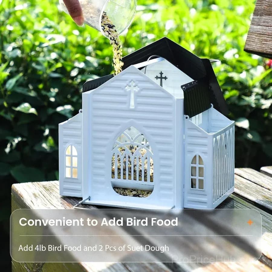 Church-Shaped Solar Bird Feeder - Garden Decor - View 7
