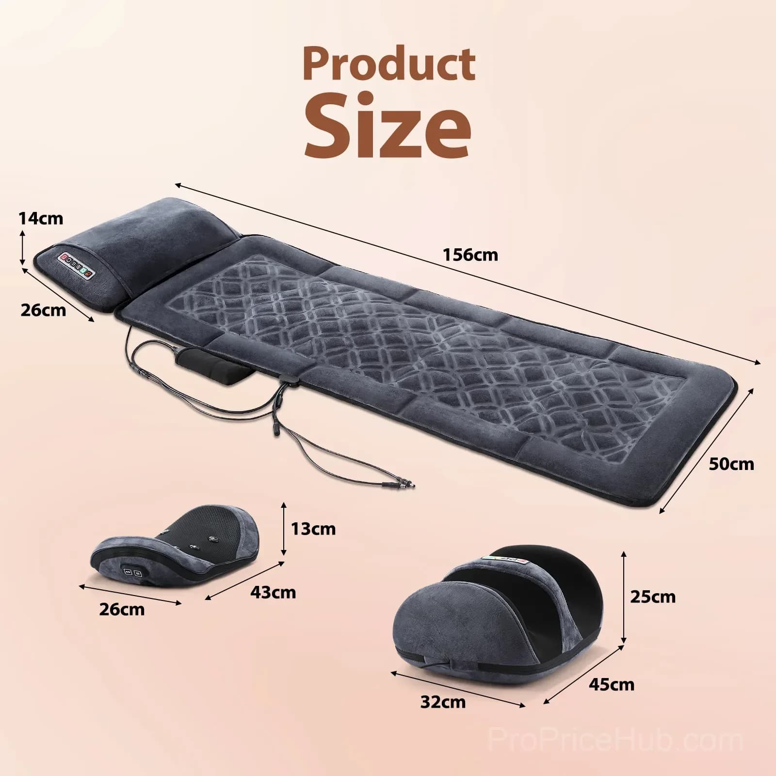 HOMASA Heated Full-Body Shiatsu Massage Mat with Lumbar Support - View 9