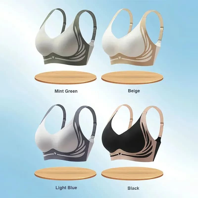 Women's Wire-Free Anti-Sagging Push-Up Bra, Green, M (B/C) - View 8