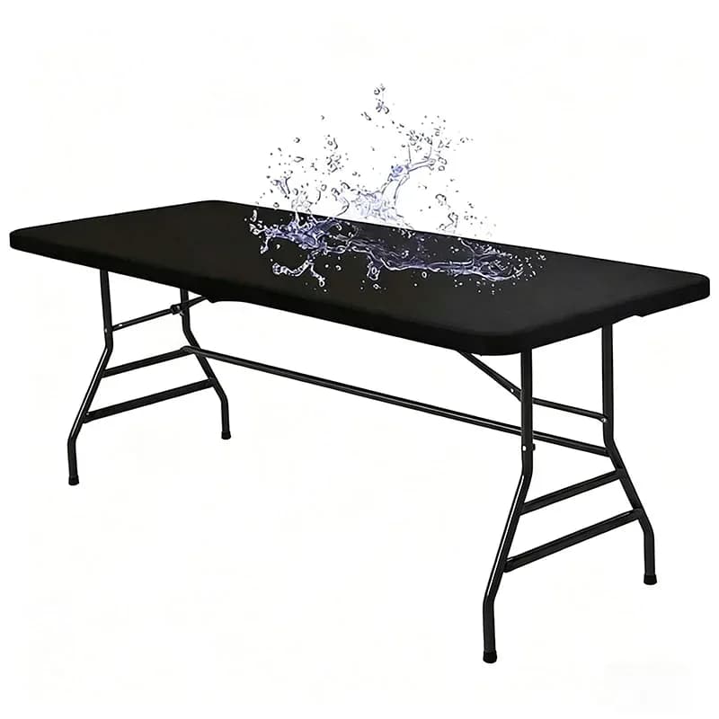 Stretch Fabric Table Top Cap Cover – Elastic Edge, Waterproof, Reusable - Main