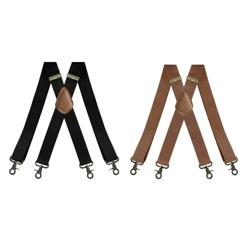 Adjustable X-Back Work Suspenders, Black/Beige/Coffee/Grey - View 3