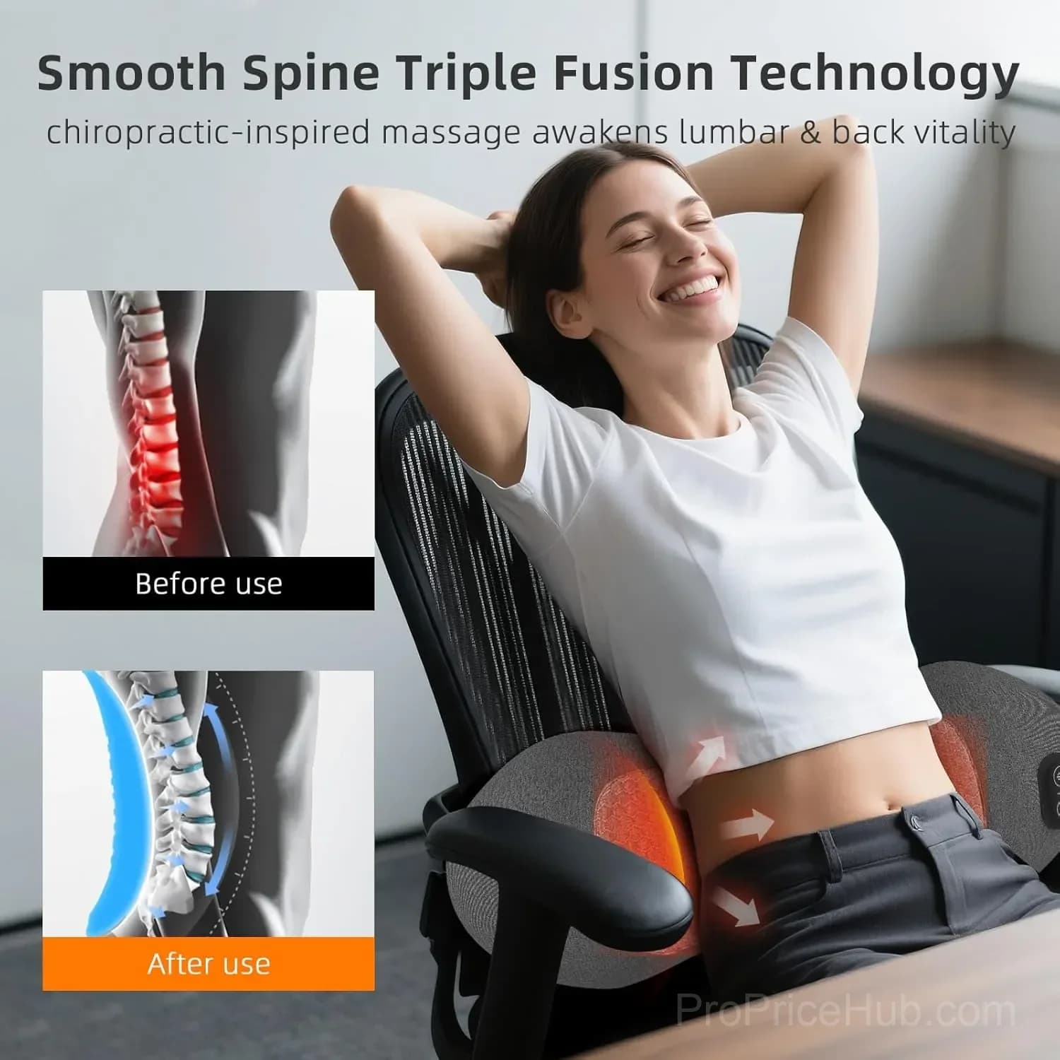 Heated Lumbar Support Pillow with Electric Massage - View 4