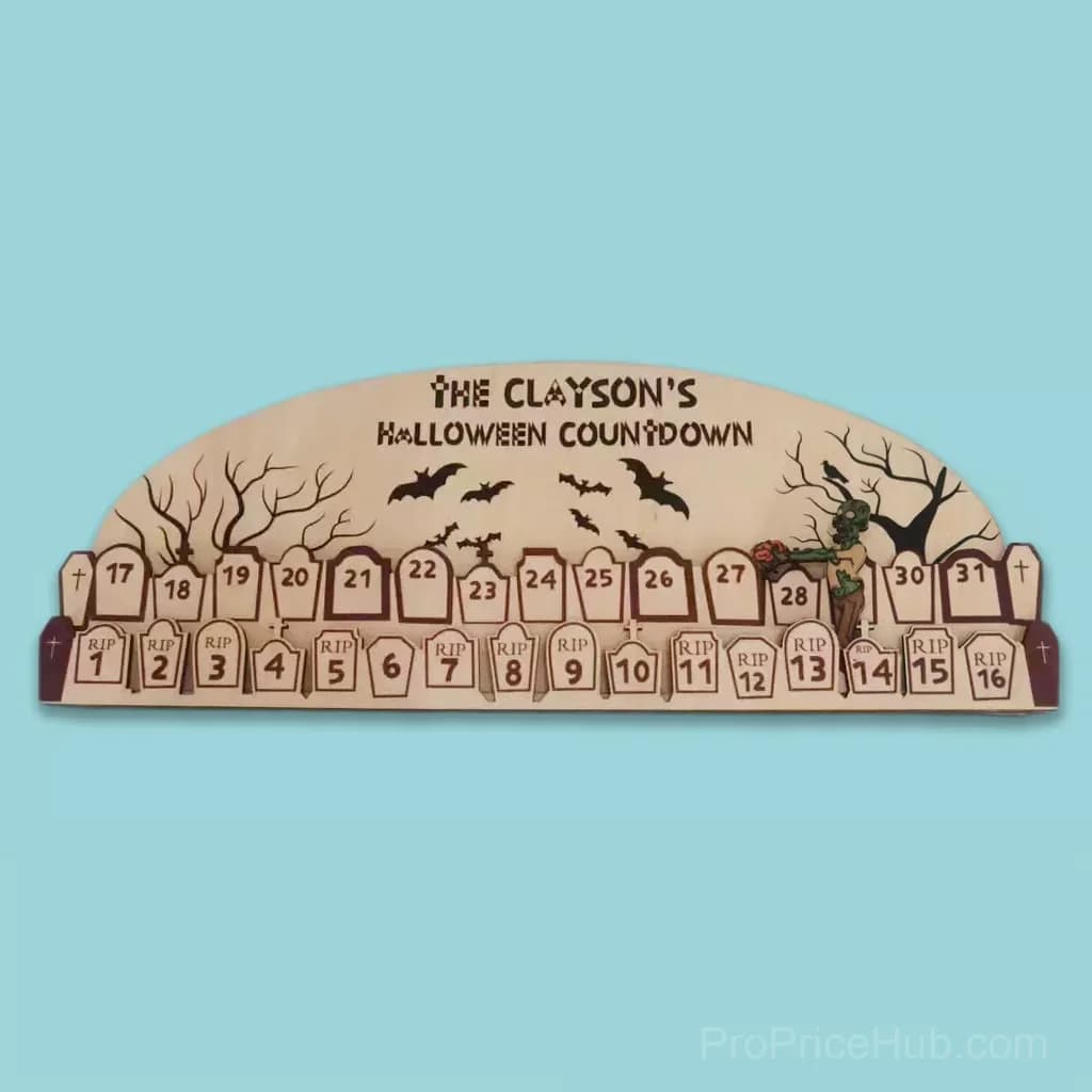 Reusable Wooden Halloween Advent Calendar, Zombie Decor - View 1