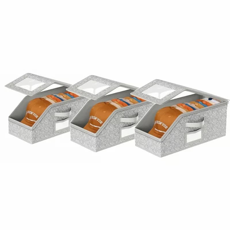 Foldable Dust-Proof Hat Storage Box, Gray, 1 Pack - Alt