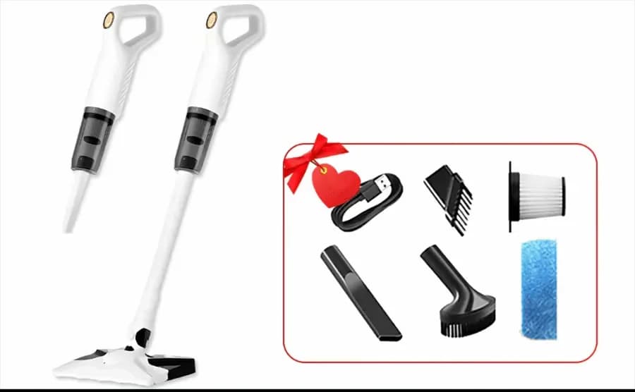 White Cordless Handheld Vacuum, 6000Pa, Mop Pads & Filters - Main