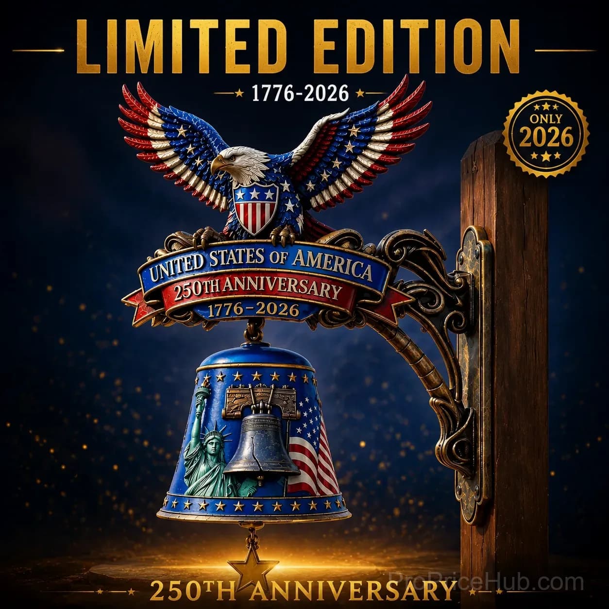 USA 250th Anniversary Patriotic Wall Bell - View 1