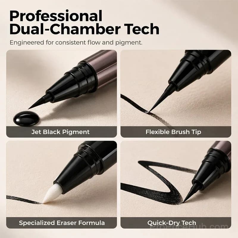 2-in-1 Waterproof Liquid Eyeliner Pen with Eraser Tip - View 5