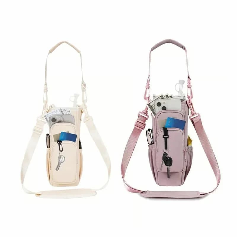 Pink Crossbody Insulated Cup Sleeve Drink Holder - View 6