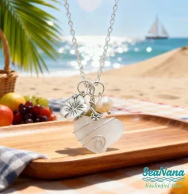 Handcrafted Heart Sea Glass Necklace - View 10