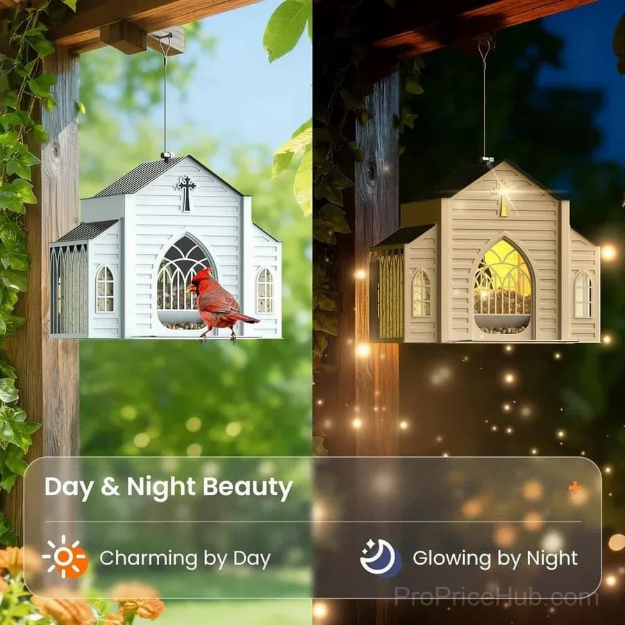 Church-Shaped Solar Bird Feeder - Garden Decor - View 5