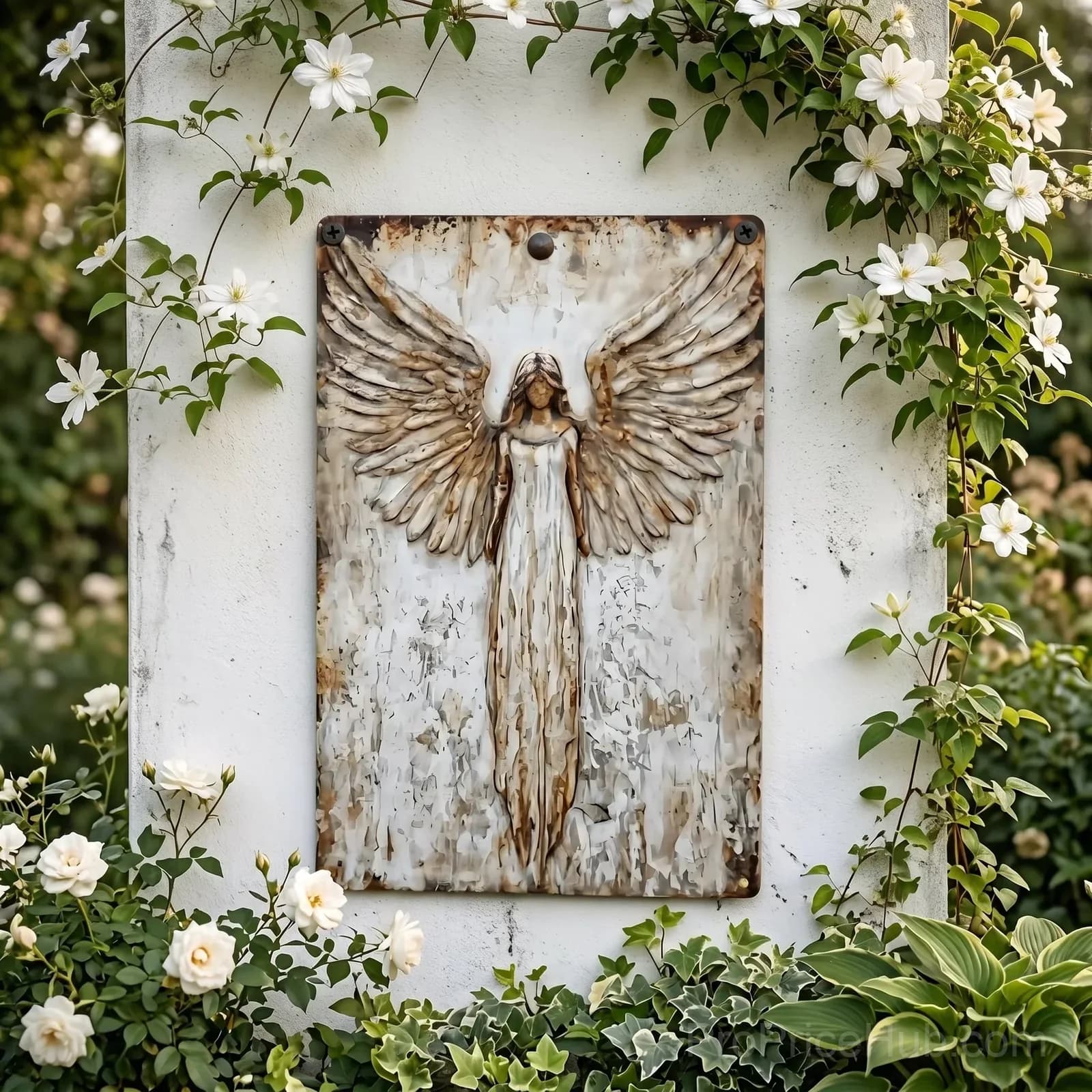 Rustic Guardian Angel Metal Wall Art - Home Decor - View 3