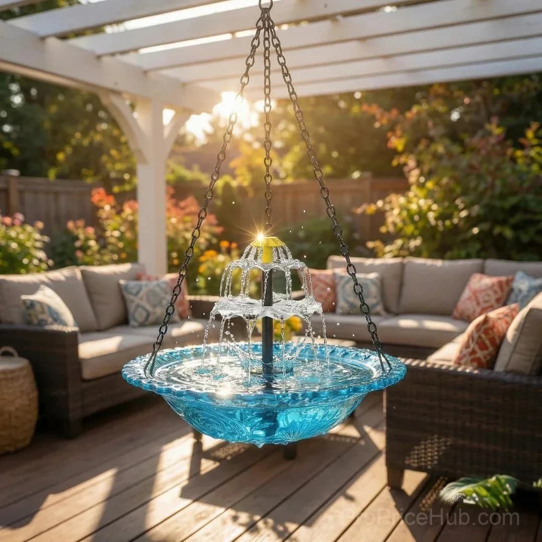 Solar Cascade Hanging Bird Bath Fountain - View 11