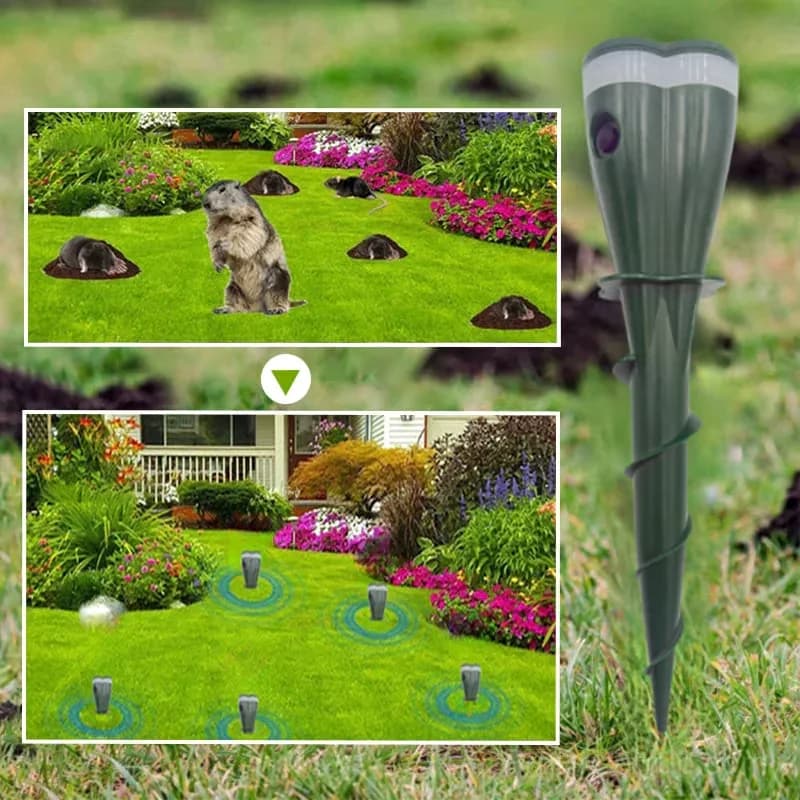 Solar Powered Waterproof Screw Mole Repellent, 25.5 x 6.5 cm - View 2