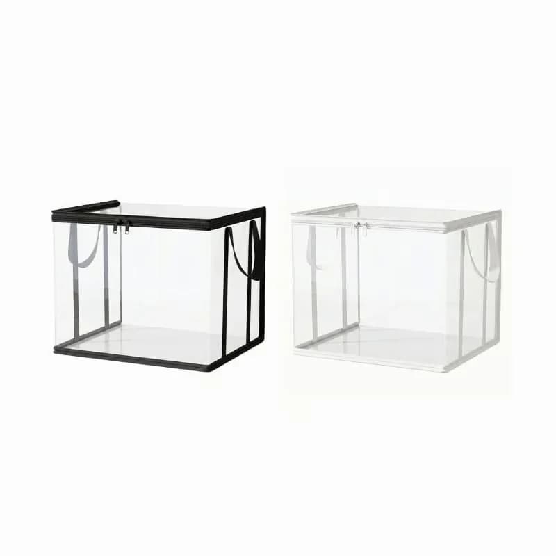 Large Clear Thick Plastic Storage Boxes with Hinged Lids, 2-Pack - Main