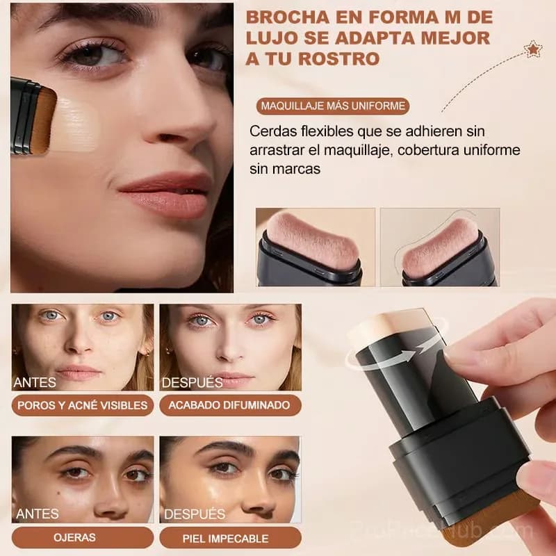 Double-Ended Concealer Stick Foundation with Brush, 01 Ivory - View 6