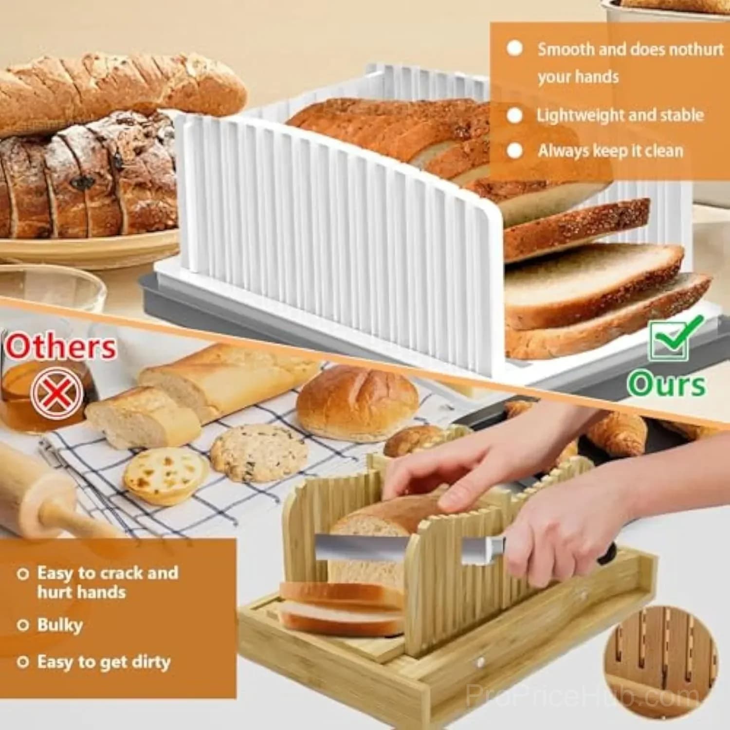 Adjustable Foldable Bread Slicer with Crumb Catcher Tray - View 7