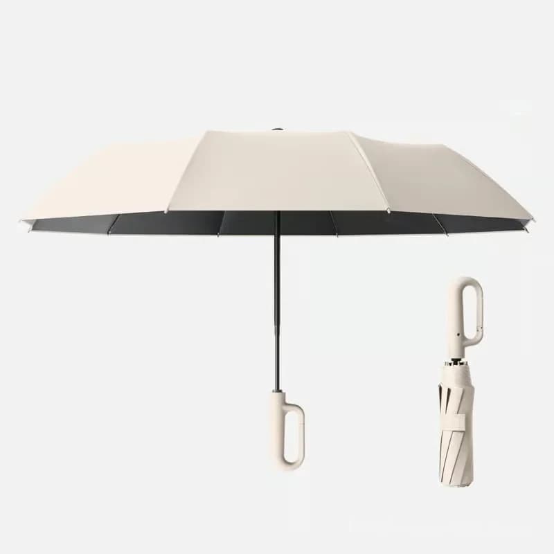 Ring Buckle Windproof Reinforced Umbrella, Beige, 49.2 in - Main
