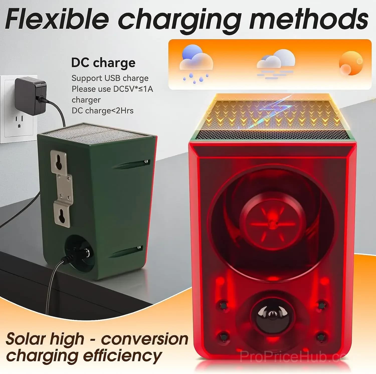 Solar Motion Sensor Alarm with 130dB Sound & Red LEDs - View 6