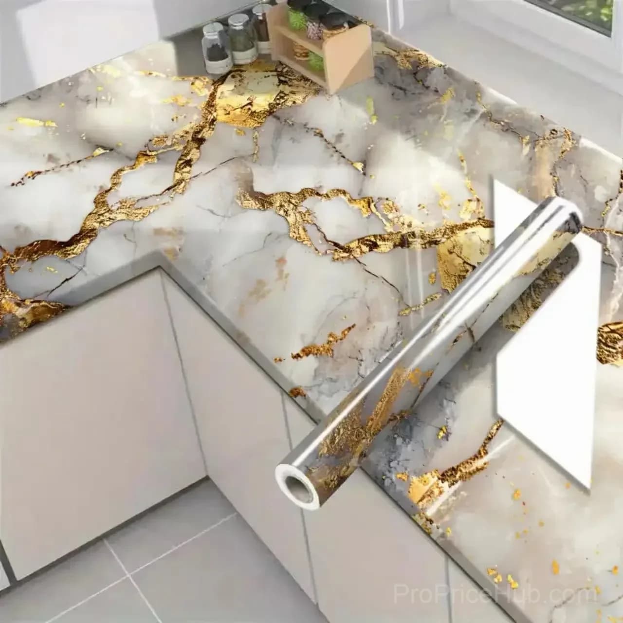 Gold Marble Self-Adhesive Wallpaper Roll - View 1