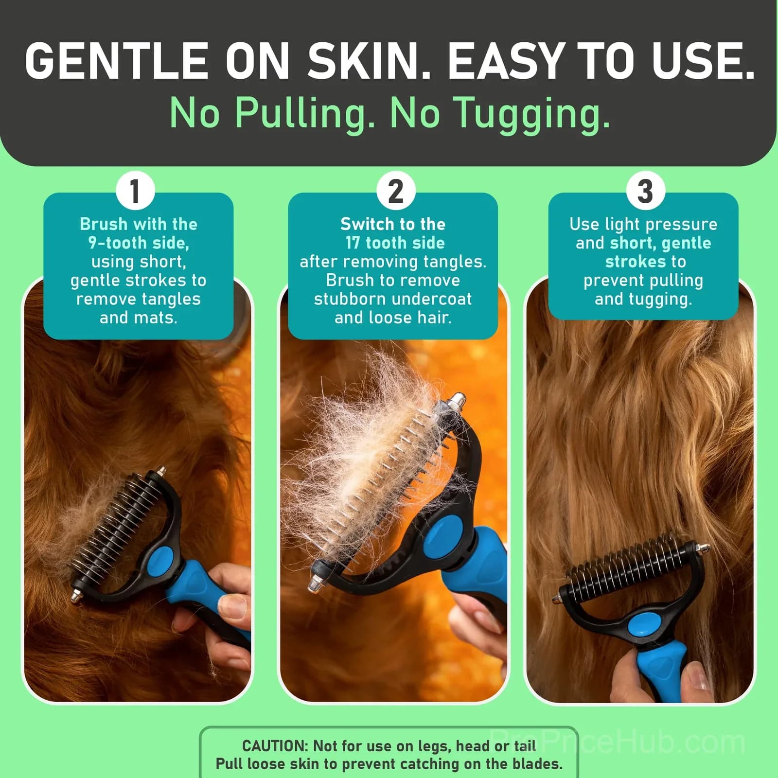 Professional Double-Sided Pet Grooming Rake - Undercoat Deshedding Tool for Dogs & Cats - View 3