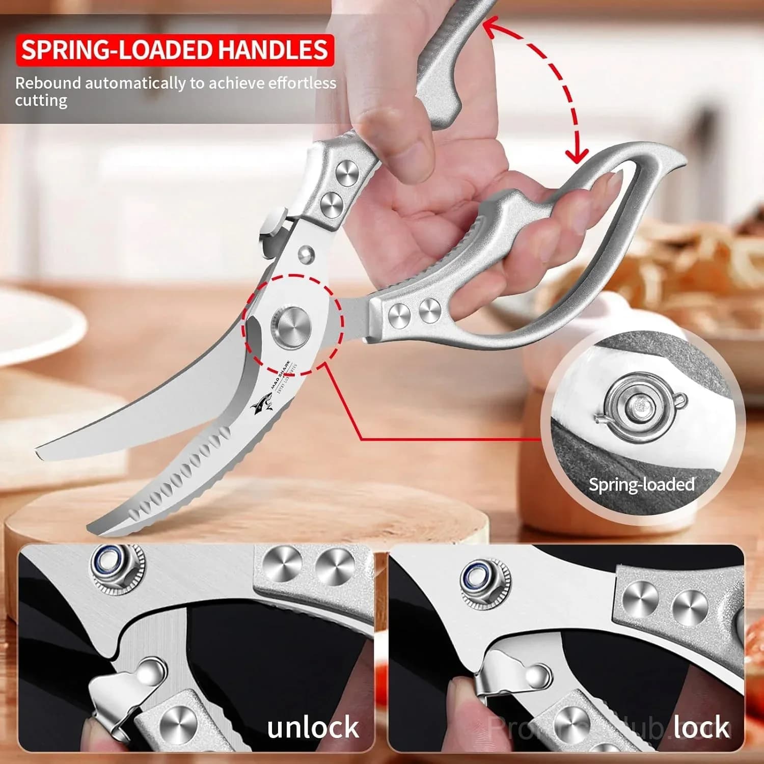 Heavy-Duty Multifunction Kitchen Shears – 4-in-1 with Fish Scaler & Bottle Opener - View 6
