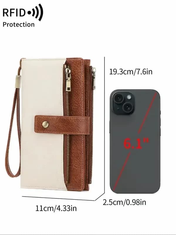 Women's RFID Blocking Leather Long Wallet Clutch - Black - View 6
