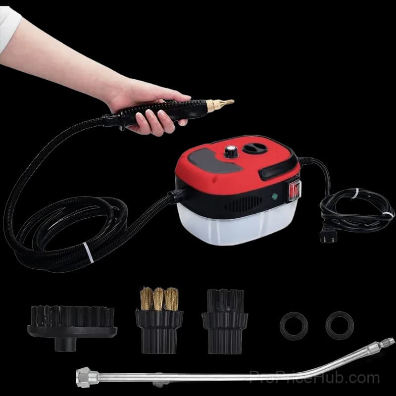 Red Handheld Steam Cleaner with Single-Knob Control - Main
