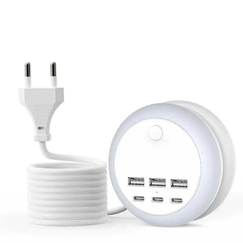 7-in-1 Expandable USB Charging Station with 8-Color Mood Light - View 1