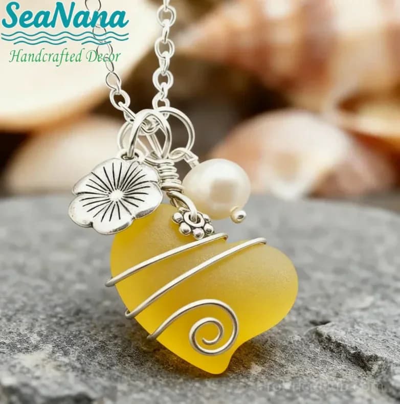 Handcrafted Heart Sea Glass Necklace - View 7