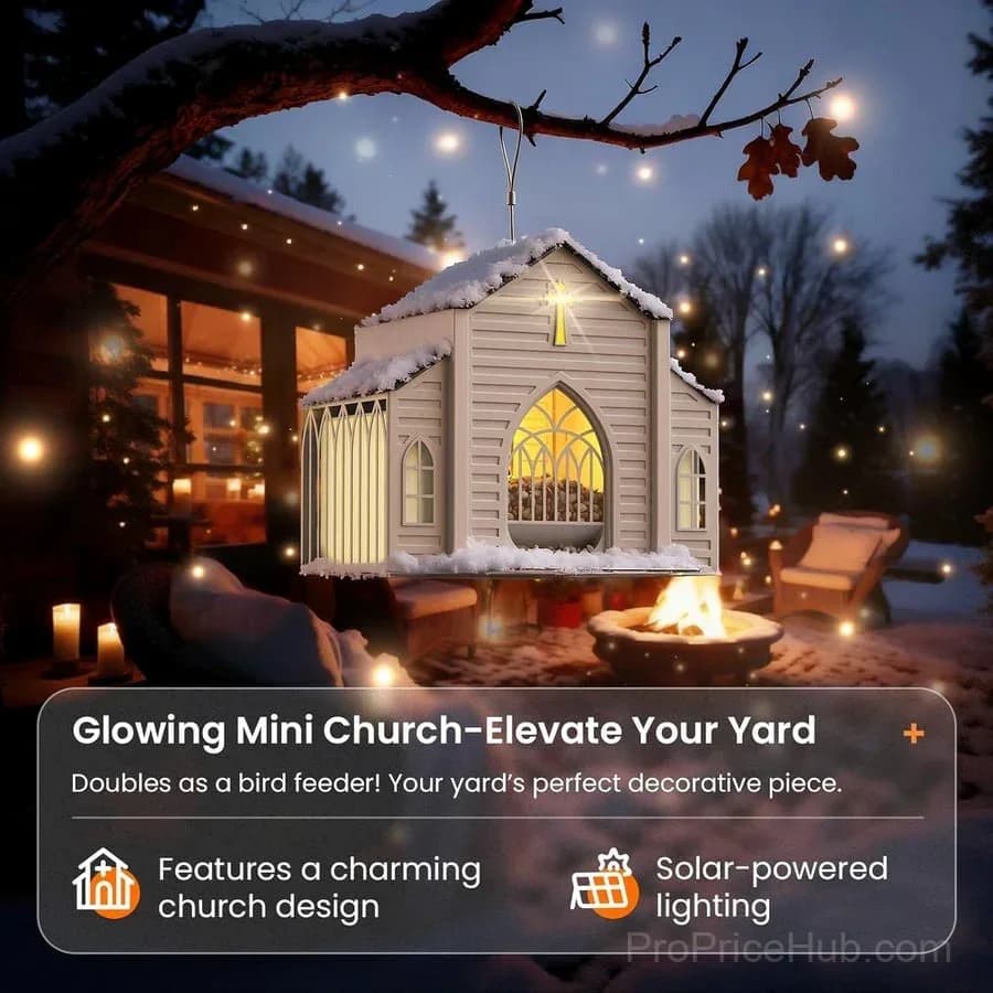 Church-Shaped Solar Bird Feeder - Garden Decor - View 4