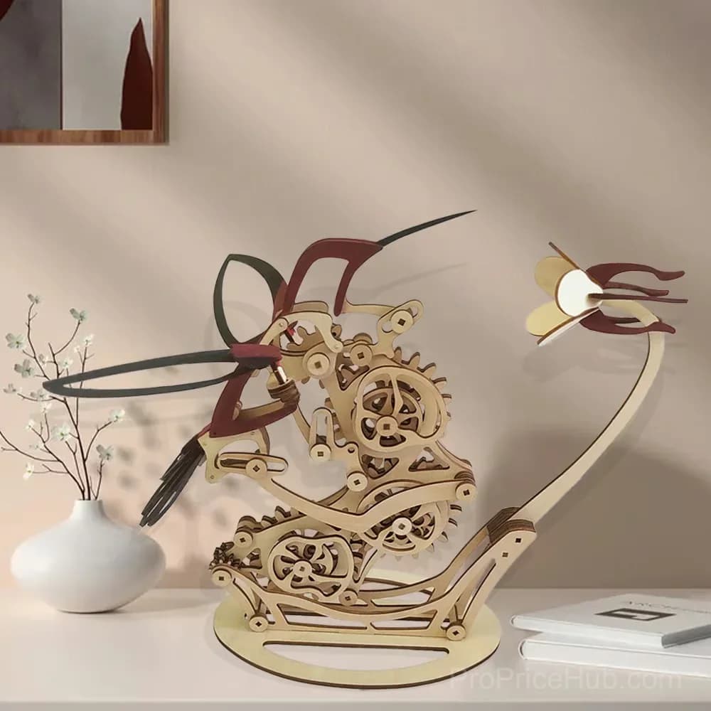 3D Wooden Mechanical Hummingbird Decorative Ornament - View 4