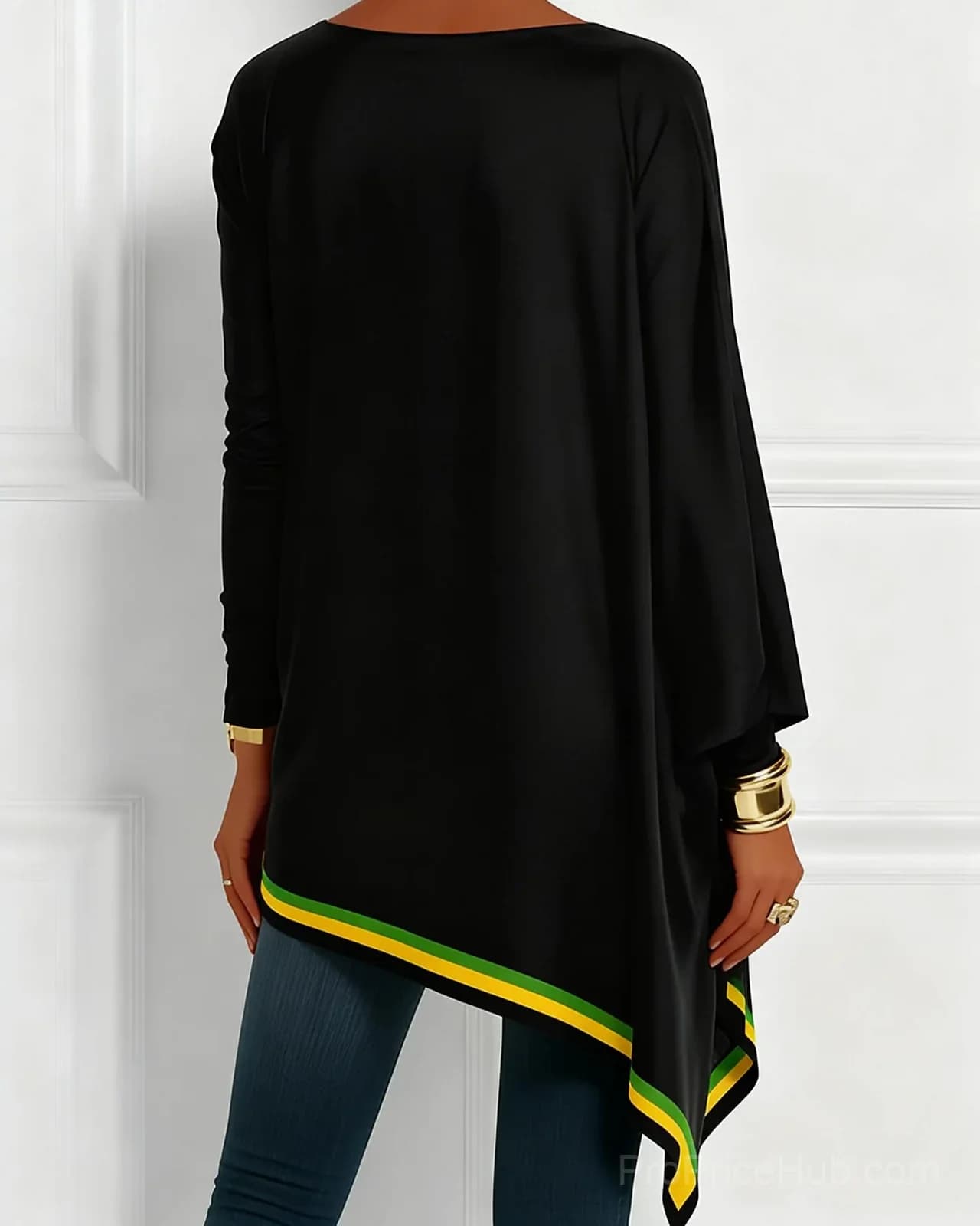 African Geometric Print Irregular Top - View 2