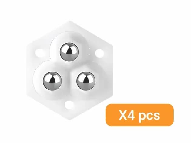 360° Rotating Three-Ball Caster Wheels, White, 4-Pack - View 1