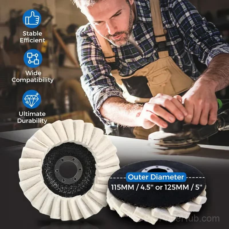 115mm Wool Felt Flap Polishing Discs, 2-Pack - View 2