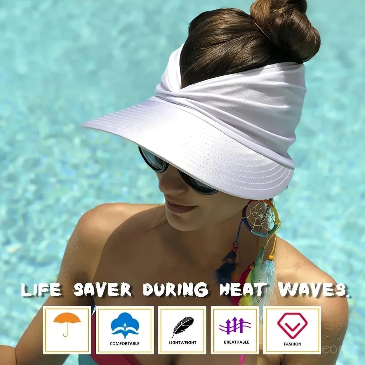 Women's UPF 50+ UV Protection Sun Visor Hat - View 12