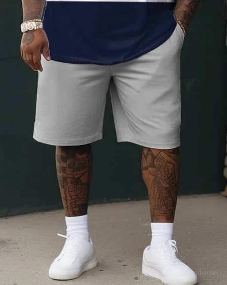 Big Men's Street Color Block Tee and Shorts Set - View 6